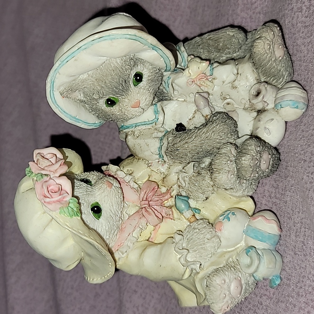 CALICO KITTENS VINTAGE 1994 RESIN FIGURINE YOU MAKE LIFE COLORFUL 102601